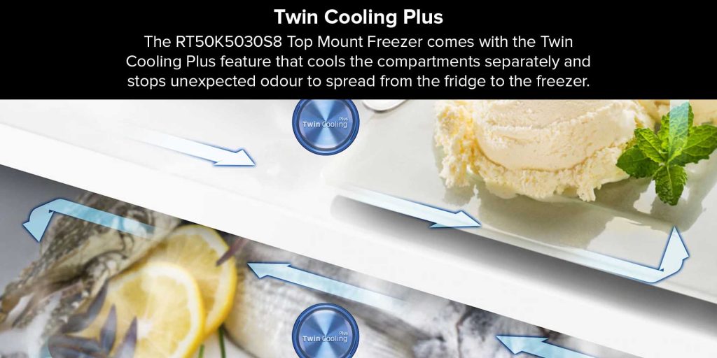 Samsung RT50K5030S8 top mount refrigerator 500L PLUGnPOINT