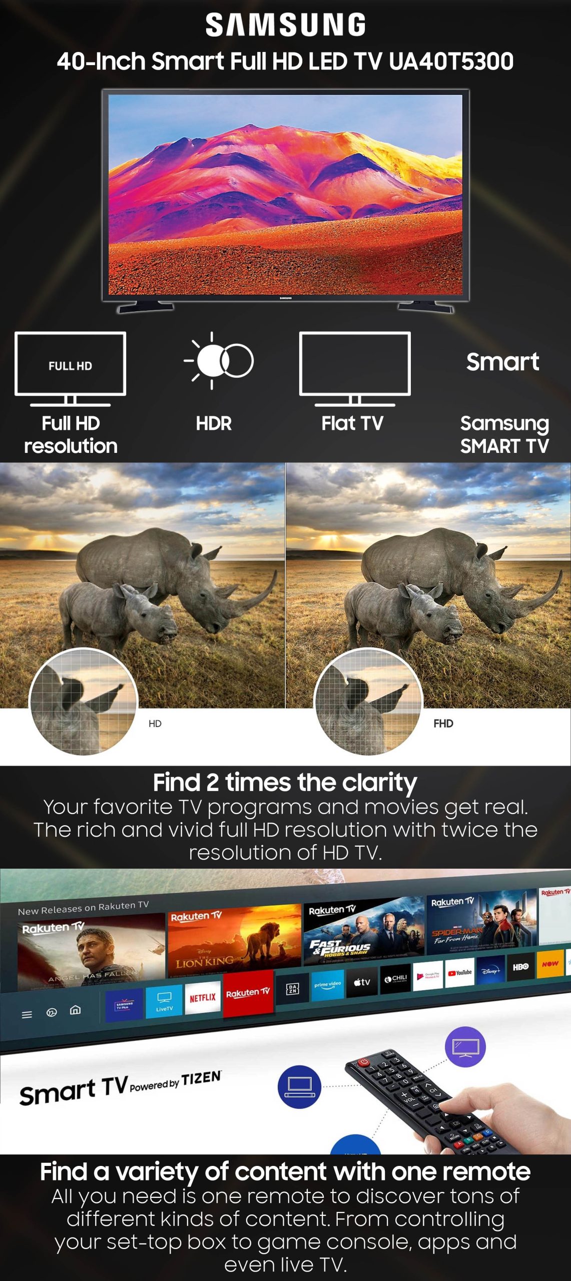Samsung UA40T5300 | 40 Inch Full HD LED Smart TV