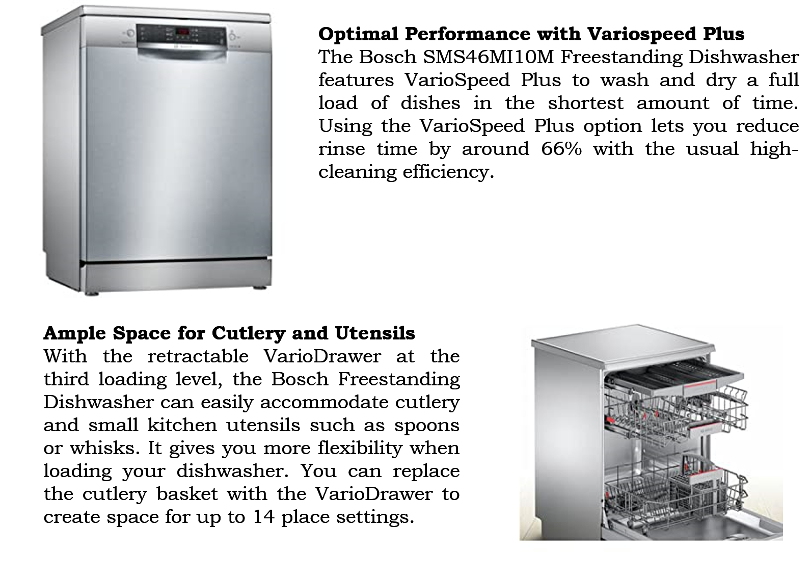 Bosch SMS46MI10M Free Standing Dishwasher PLUGnPOINT