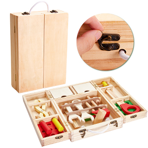 Kidzabi Wooden Tool Box Construction Toy Colorful For Kids - W03D103B