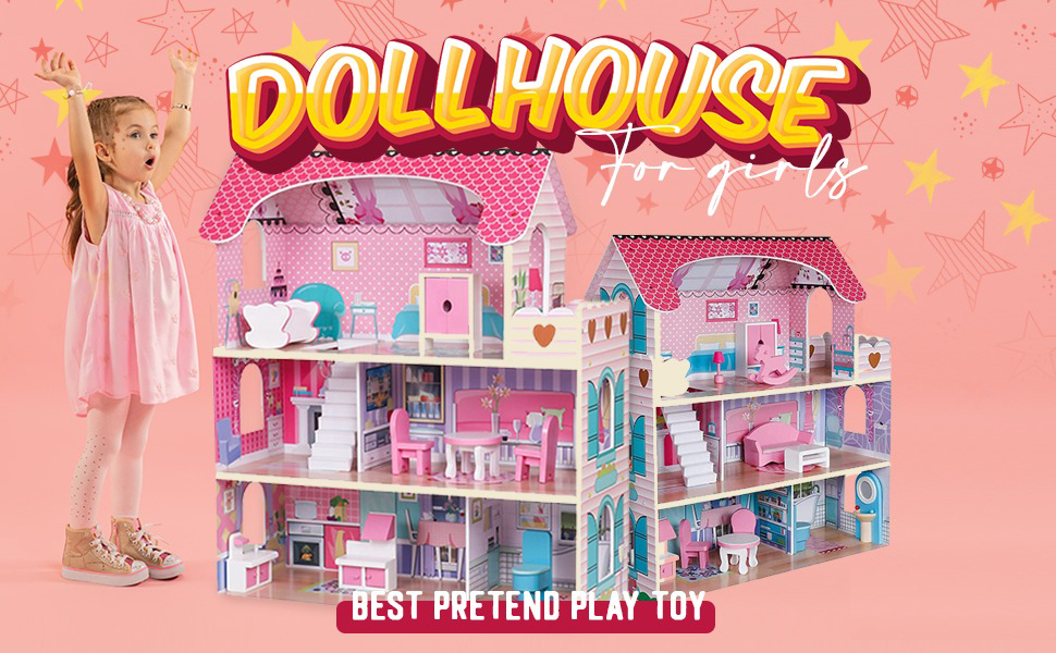 Doll House Play Set | wooden doll house 