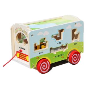 Preschool wooden pulling truck toy for kids - W05B156