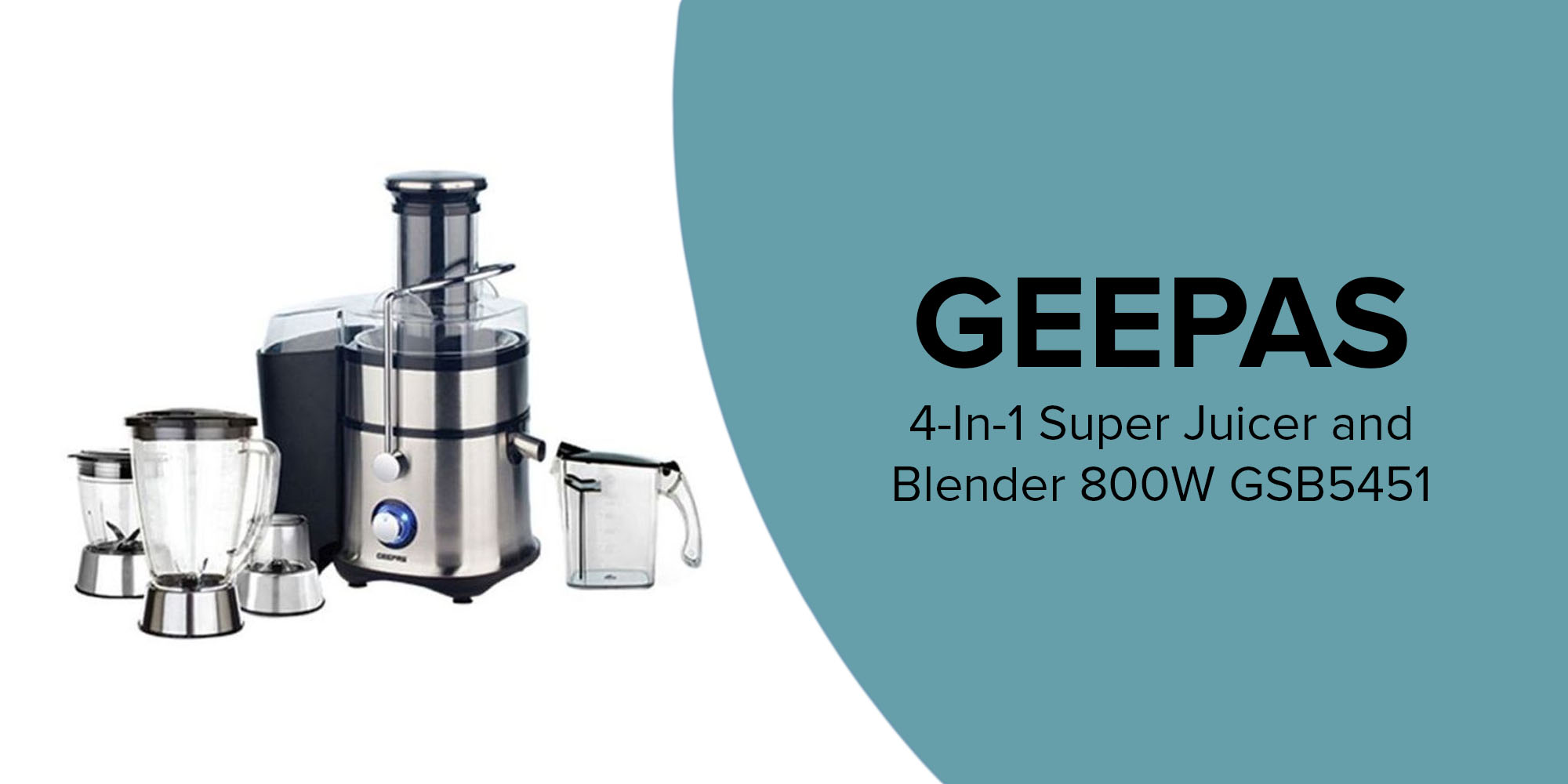 Geepas GSB5451 |  4 In 1 S.Steel Juicer 