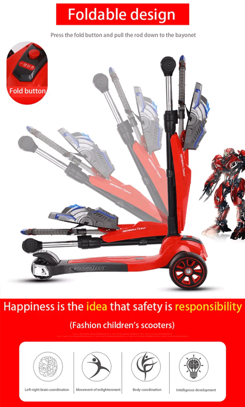 Kidzabi 3 Wheel Kick Scooter with Sword and Mask for Kids - HMF-599