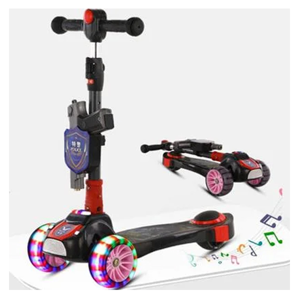 Kidzabi 3 Wheel Kick Scooter with Toy Pistol for Kids - HMF-5188