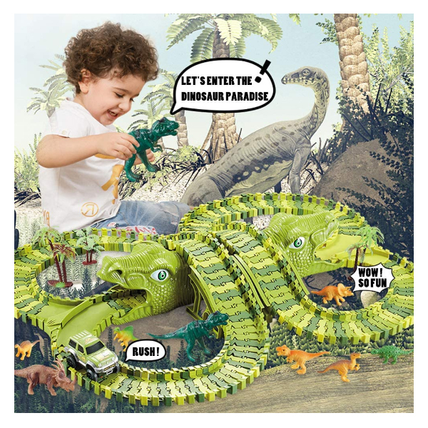 Kidzabi Dinosaur Track Cars Playset Toy for Kids 240 Pcs – XC20001