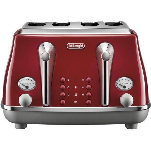 De'Longhi Icona Capitals 4-Slice Toaster 1800W, Red - CTOC4003.R