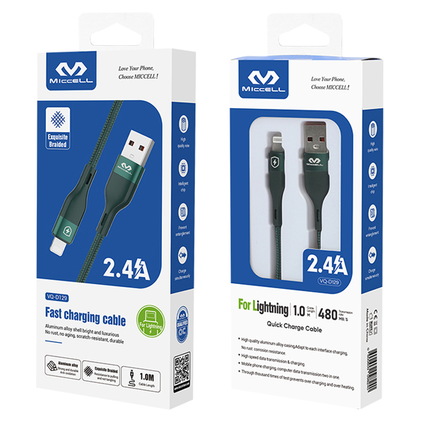 Miccel 3A Fast USB to Lightning Charging Cable 1M Green – VQ-D129-UL