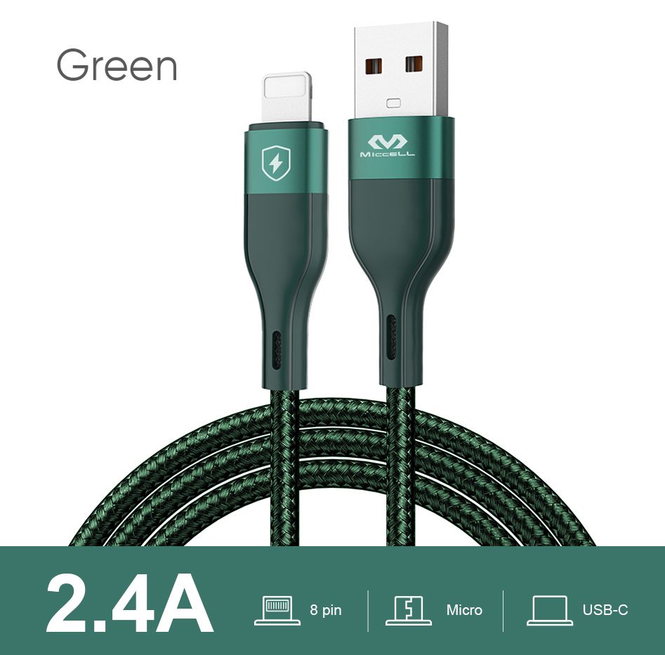 Miccel 3A Fast USB to Lightning Charging Cable 1M Green ? VQ-D129-UL
