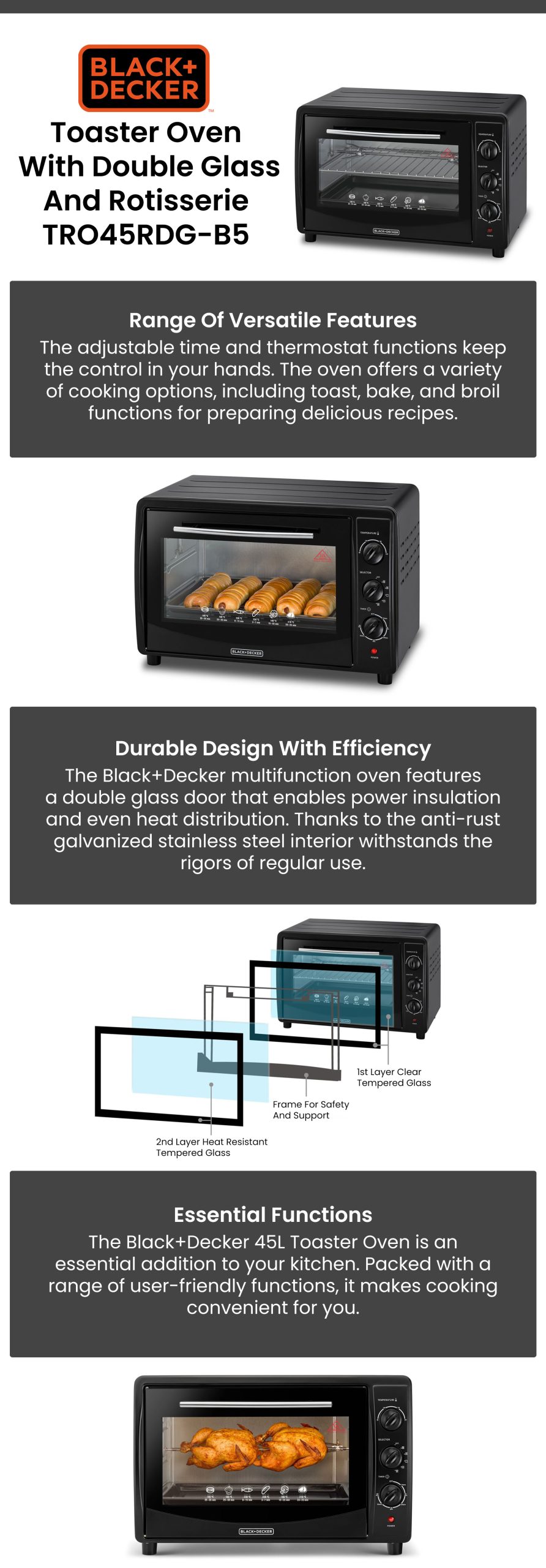 Black & Decker TRO45RDG-B5 | TRO45RDG-B5 45 Litre Toaster