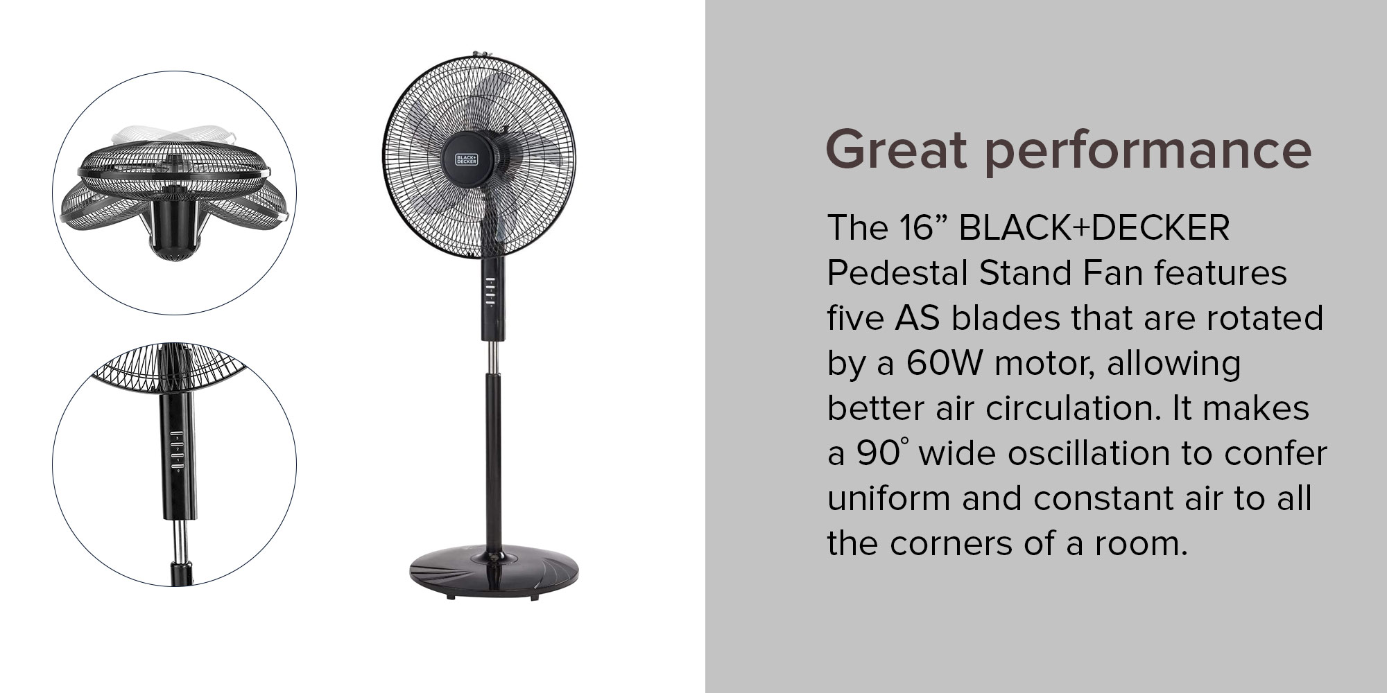 Black+Decker FS1620-B5 | 16 inch Stand Fan