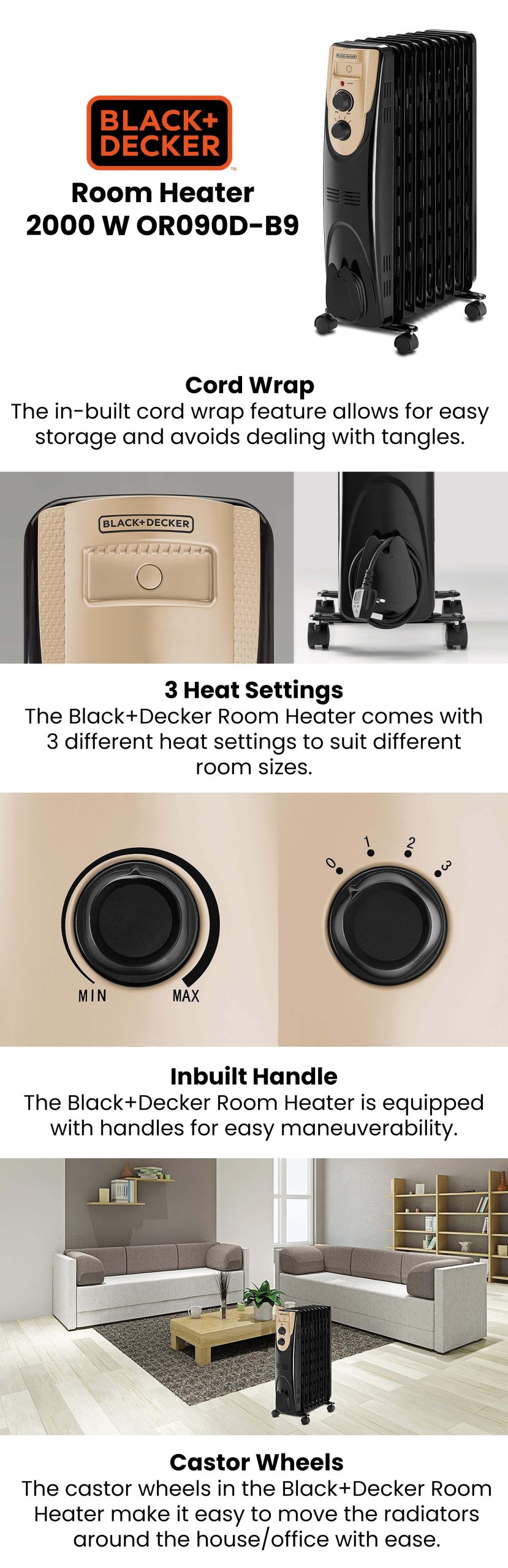Black+Decker OR090D-B5 | Room Heater 2000W