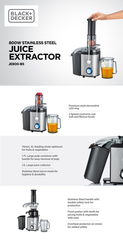 Black+Decker JE800B5 800W Juice Extractor PLUGnPOINT