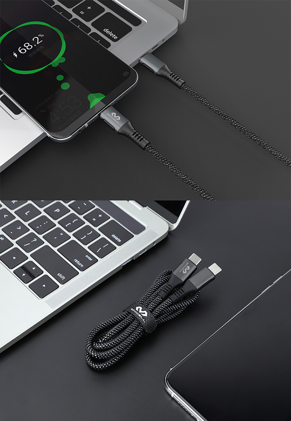  Type-C 100W Charging Cable | nylon type-c charging | Nylon Braided Type-C To Type-C charging cable