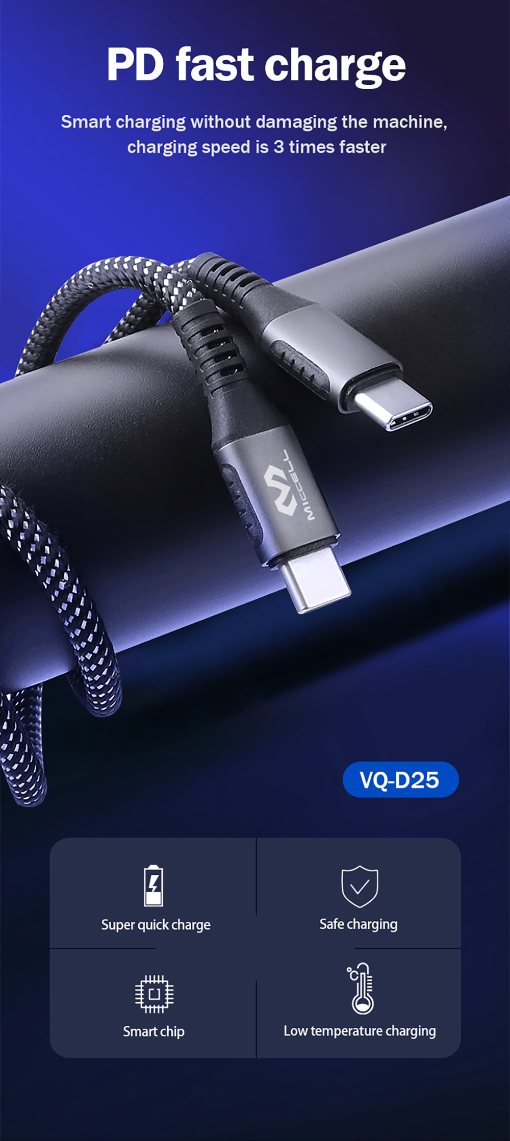 Type-C 100W Charging Cable | nylon type-c charging | Nylon Braided Type-C To Type-C charging cable