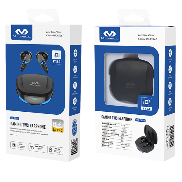 Miccell Wireless Buds IPG.S Headset for Gaming - VQ-BH38