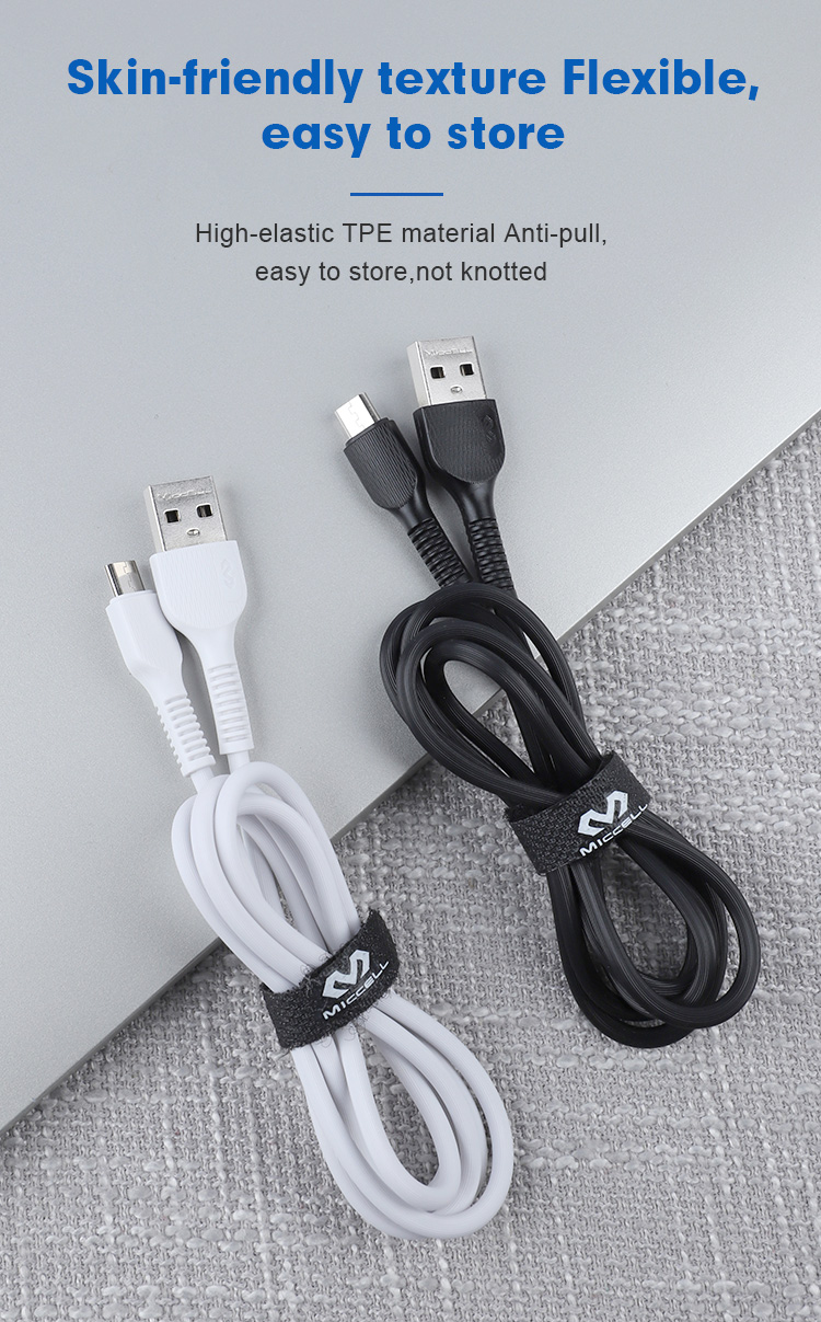 Miccel 2.4A Fast USB to Micro USB Charging Cable 1.2M White - VQ-D88-M