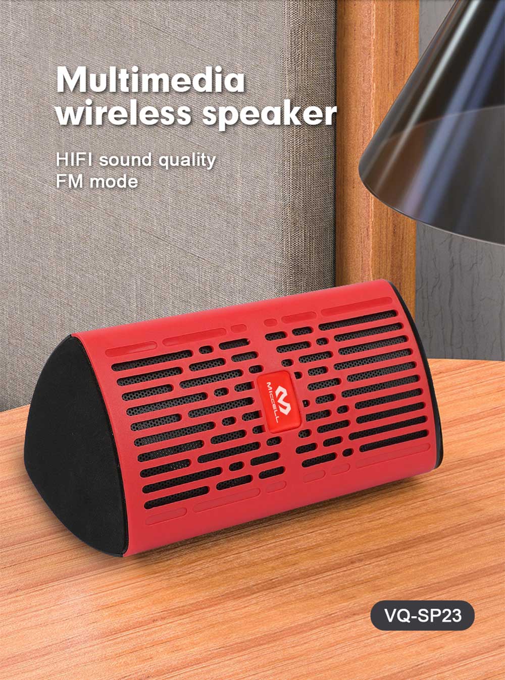 Miccell Multimedia Wireless Portable Bluetooth Speaker With Rechargeable Battery Red - VQ-SP23