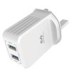 Miccell 2.4A with Dual Port USB Wall Charger 3Pin white - VQ-T06