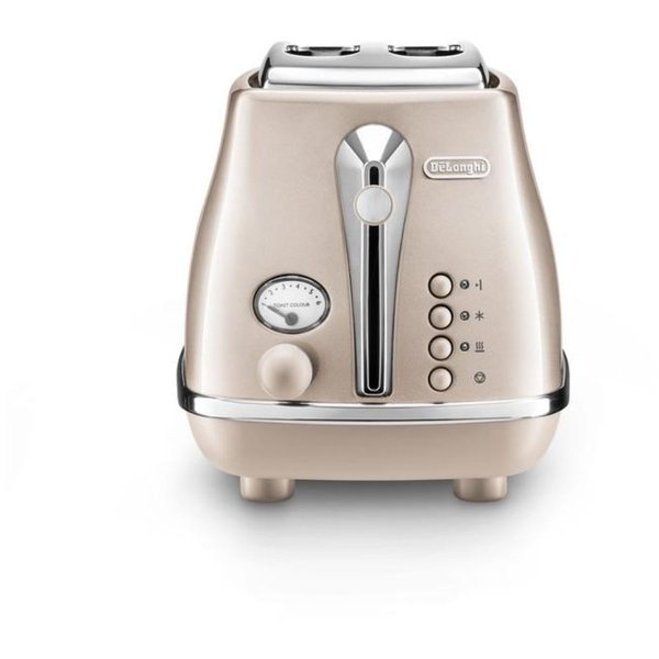 De'Longhi 2-Slice Icona Metallics Toaster 900W, Beige - CTOT2003.BG