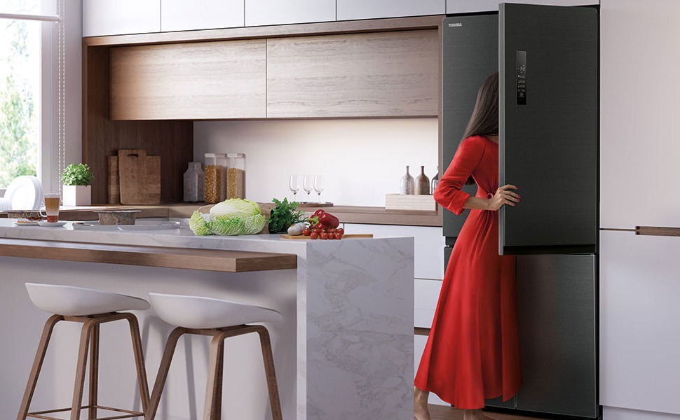 Toshiba 608 Liters Top Mount Refrigerator, Glass Door, Inverter Compressor, DUO Hybrid Deodorizer, Ultra Fresh – GRA820U-X(W)