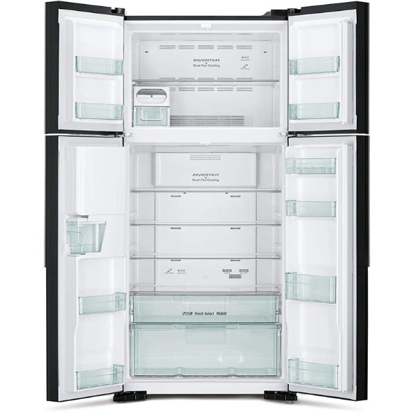 Hitachi French Door Refrigerator With Water Dispenser, Glass Black - RW760PUK7GBK