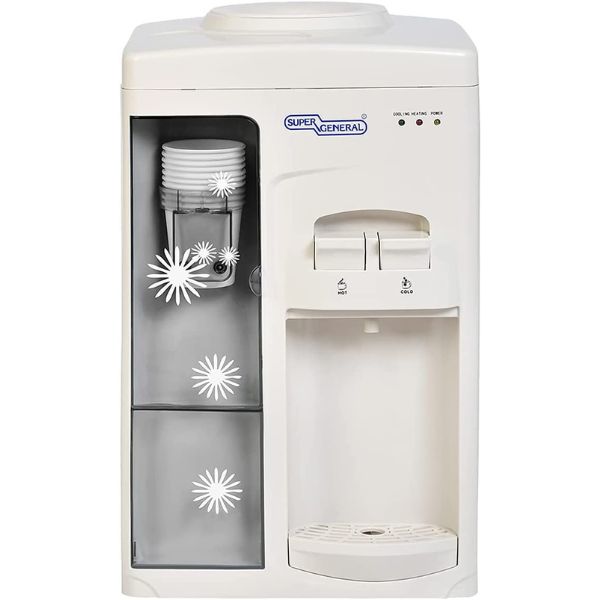 Super General Counter-top Hot and Cold Water Dispenser, Water-Cooler with Cup-holder, Instant-Hot-Water, 2 Taps – SGL1131