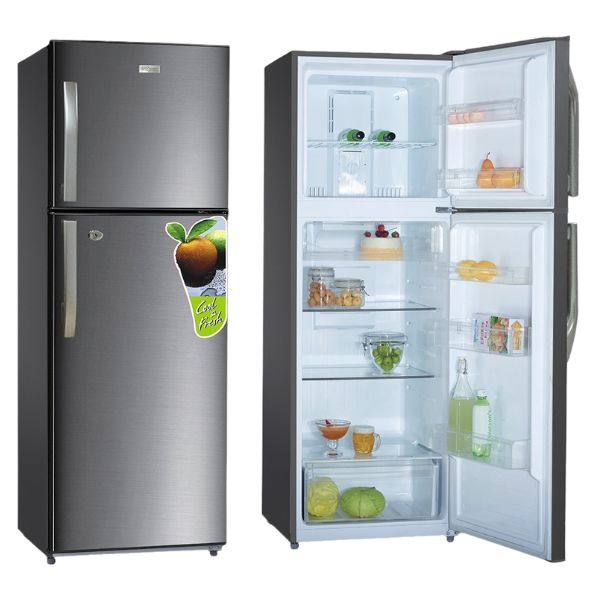 Super General 410 Liters Gross Double Door Refrigerator-Freezer, No-Frost, LED-light, Lock & Key, Inox - SGR410-i