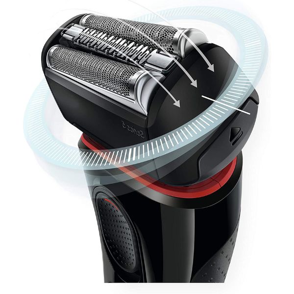 Braun Series 5 Shaver With Automatic Clean & Charge Station, Black/Red - 5070CC