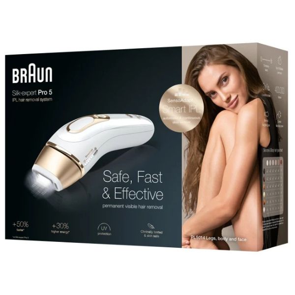Braun Silk-Expert Pro 5 Permanent Hair Removal Hair Remover White and Gold – PL5014