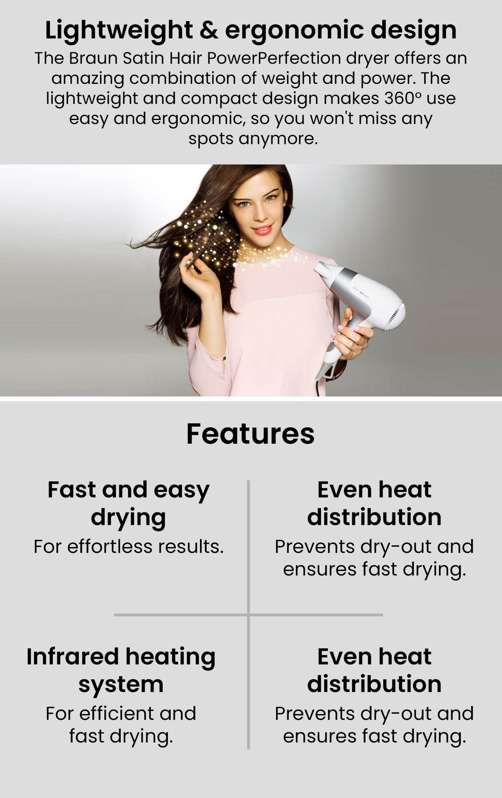 Braun Satin Hair 5 Power Perfect Hair Dryer With Ionic Technology - HD580