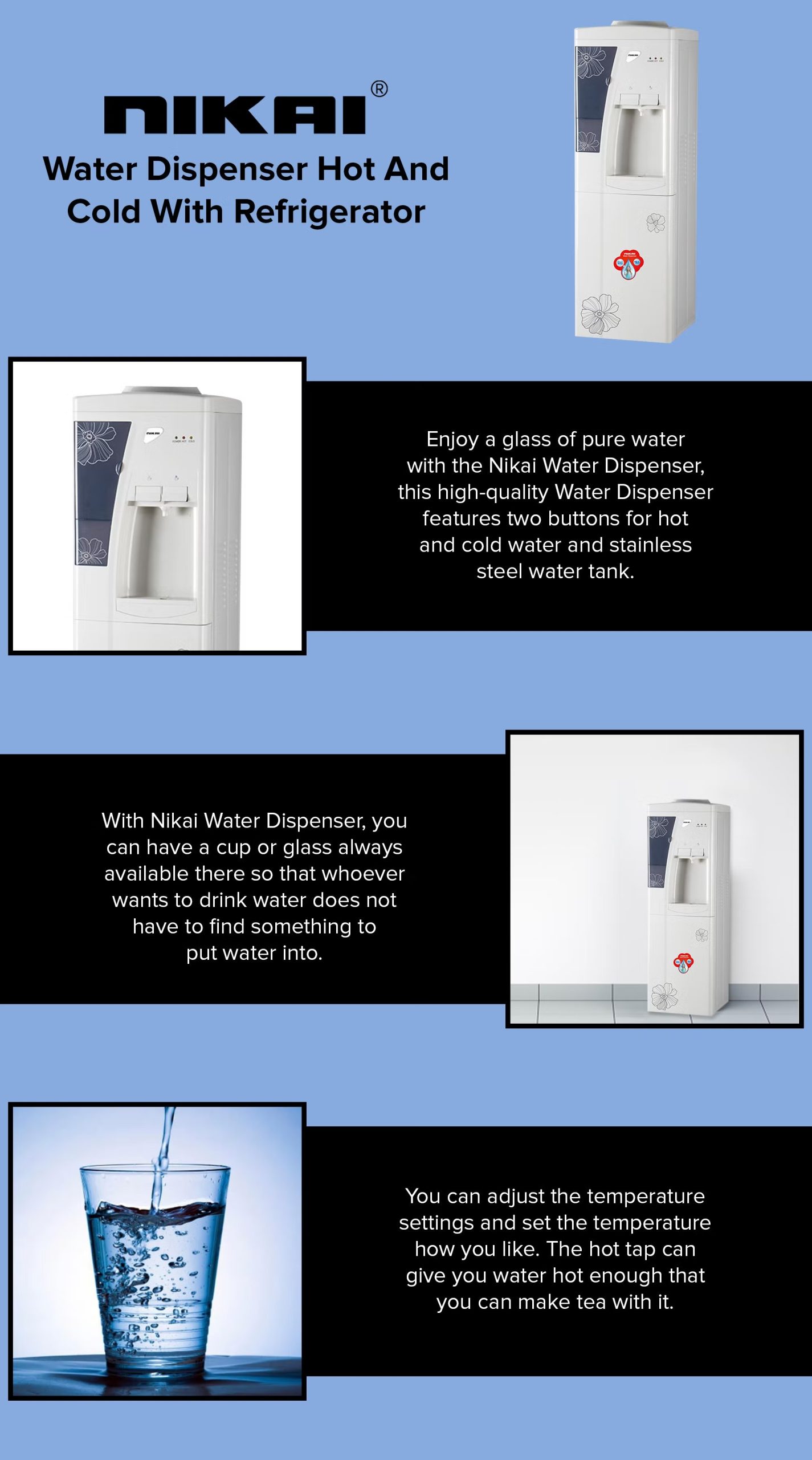 NIKAI NWD1208 | Hot & Cold Water Dispenser