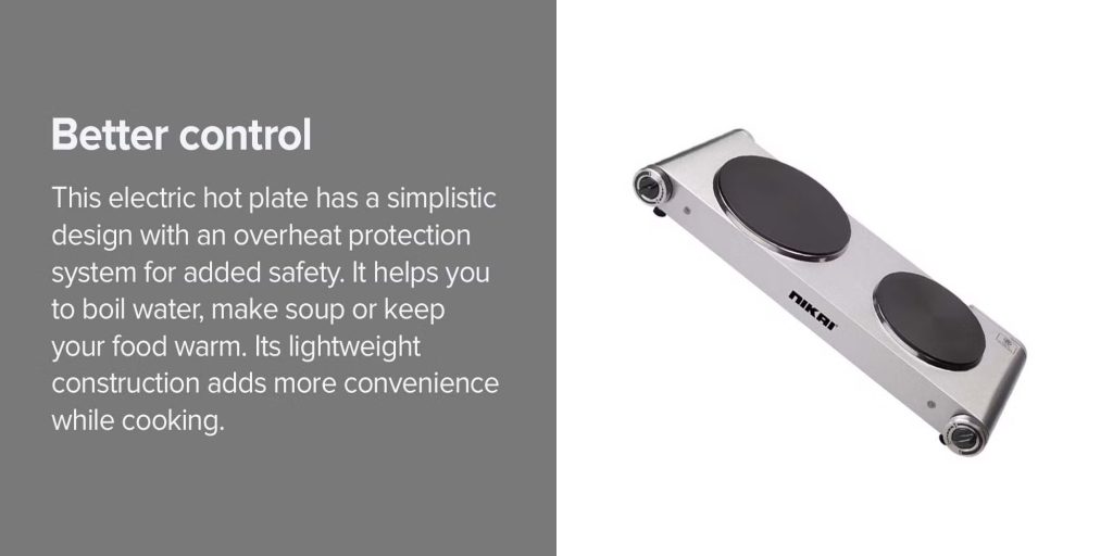 Nikai NKTOE5N Double Hot Plate 2500W PLUGnPOINT