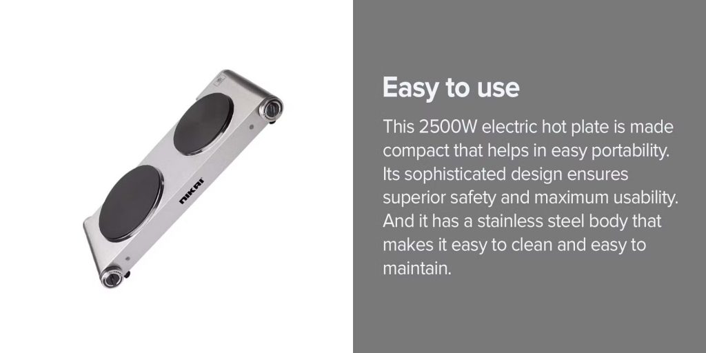 Nikai NKTOE5N Double Hot Plate 2500W PLUGnPOINT