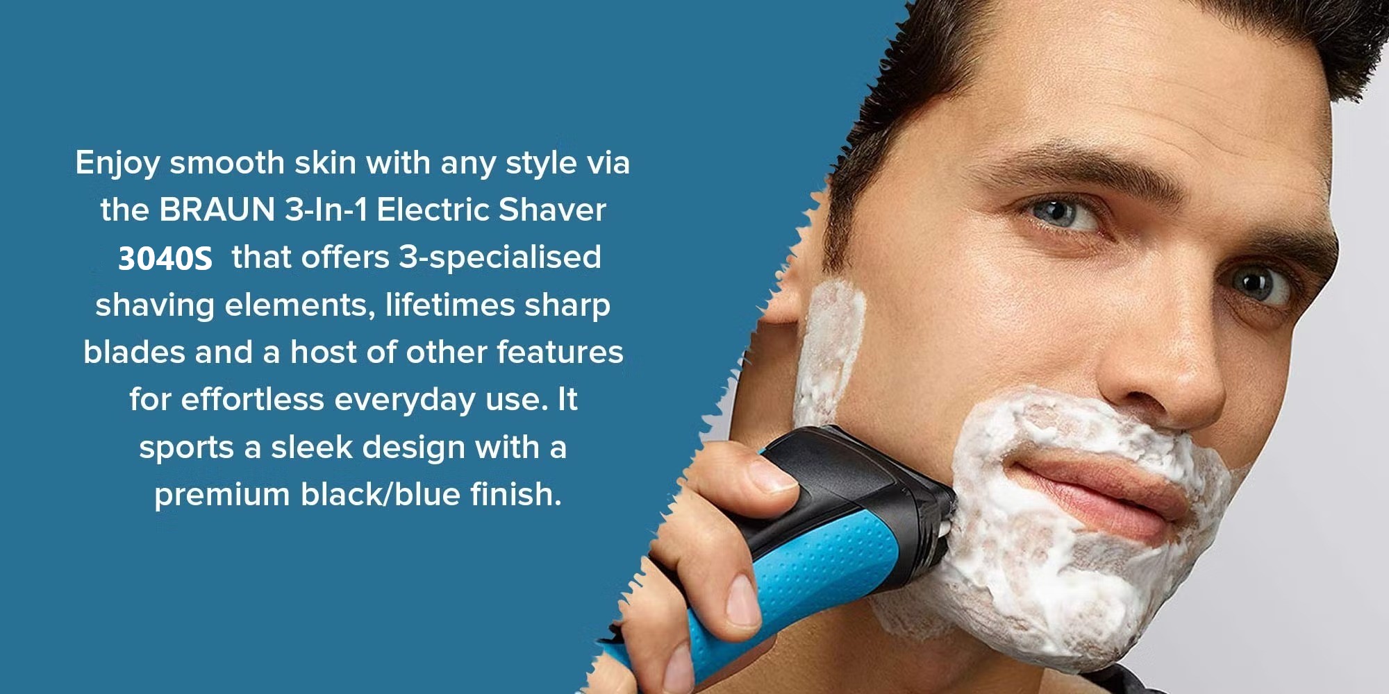 Braun Wet and Dry Shaver, Blue - 3040s