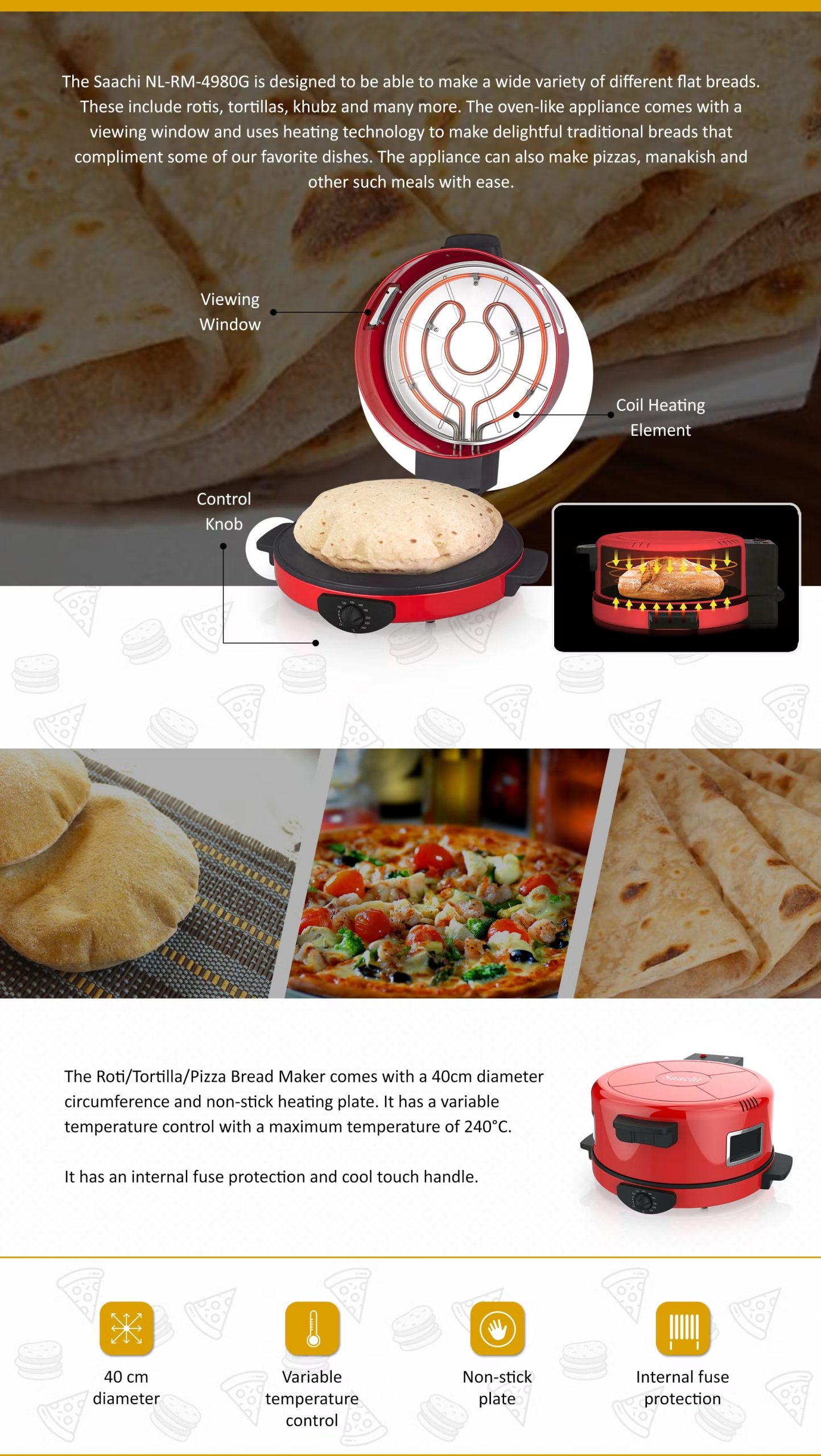 Saachi NL-RM-4980G | Roti Maker 