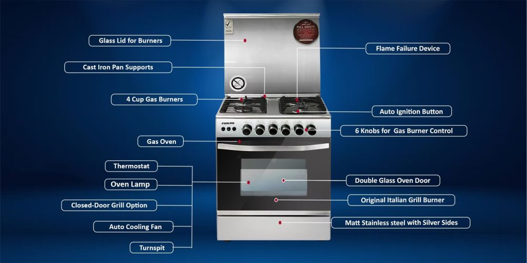 Nikai U6070EG 4 Gas Burner Cooking Range PLUGnPOINT