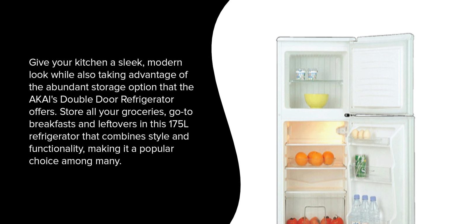 AKAI RFMA178HS Double Door Refrigerator 170 Ltr PLUGnPOINT