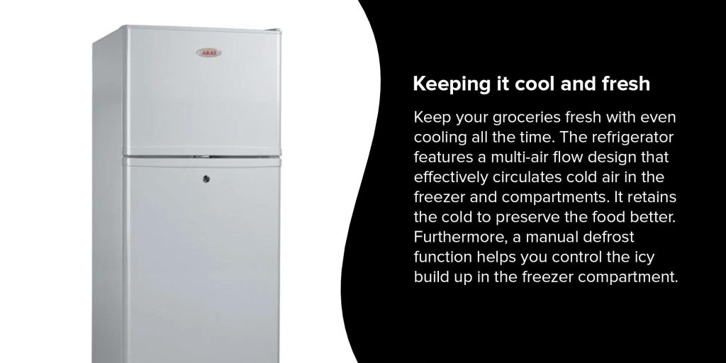 AKAI RFMA178HS Double Door Refrigerator 170 Ltr PLUGnPOINT