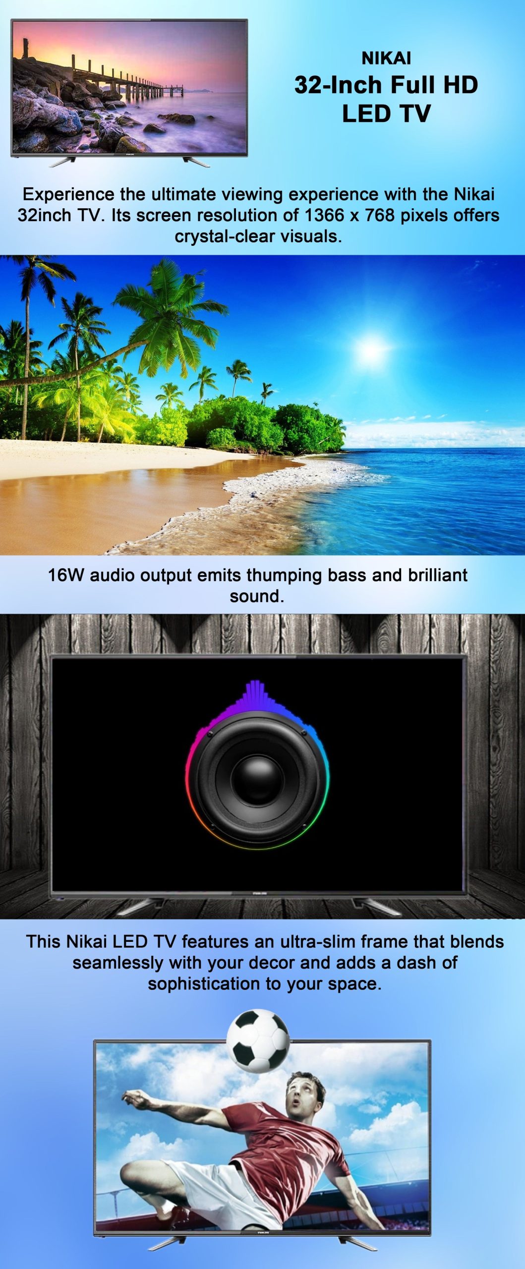 Nikai NTV3272LED9/FL | 32 Inch Full HD LED TV 