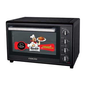 Nikai 100 Ltr Double Glass Electric Oven, Multifunction Toaster Oven With Convection Fan & Rotisserie, Keep Warm Function For Toasting/ Baking/ Broiling Black - NT1008RCAX