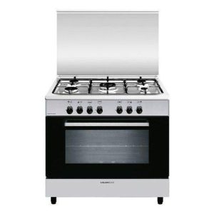 Glemgas 5 Burners 90 X 60 Cm Gas Cooker with Full Safety, Silver Steel - AL9612GI/FS