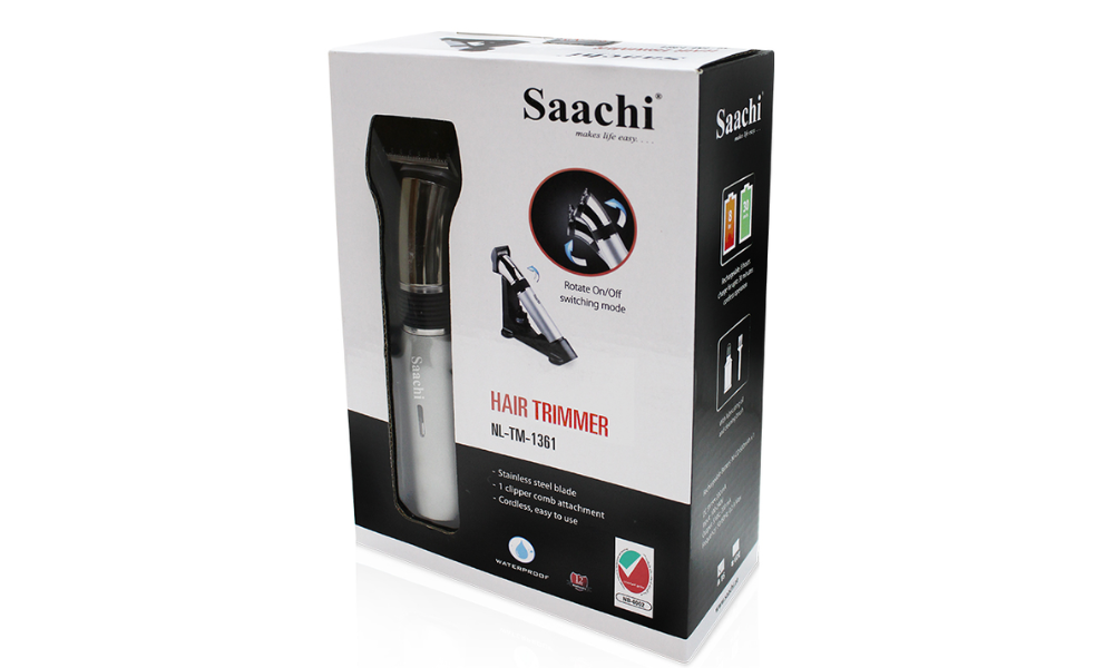 Saachi Waterproof Hair Trimmer With Charging Stand, Grey - NL-TM-1361
