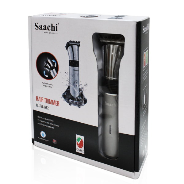 Saachi Waterproof Hair Trimmer with Charging Stand, Grey - NL-TM-1362