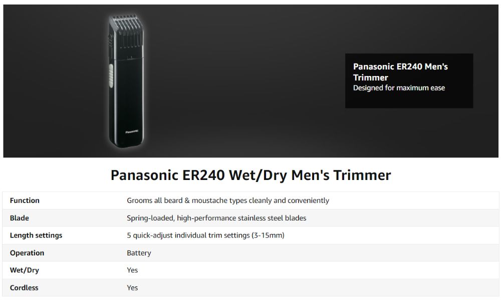 Panasonic ER240 | beard and moustache trimmer
