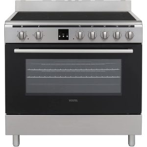 Vestel Ceramic Cooker 5 Burners Cooking Places, Electric Oven & Grill Silver Size (90 x 60) cm – F96MV05X