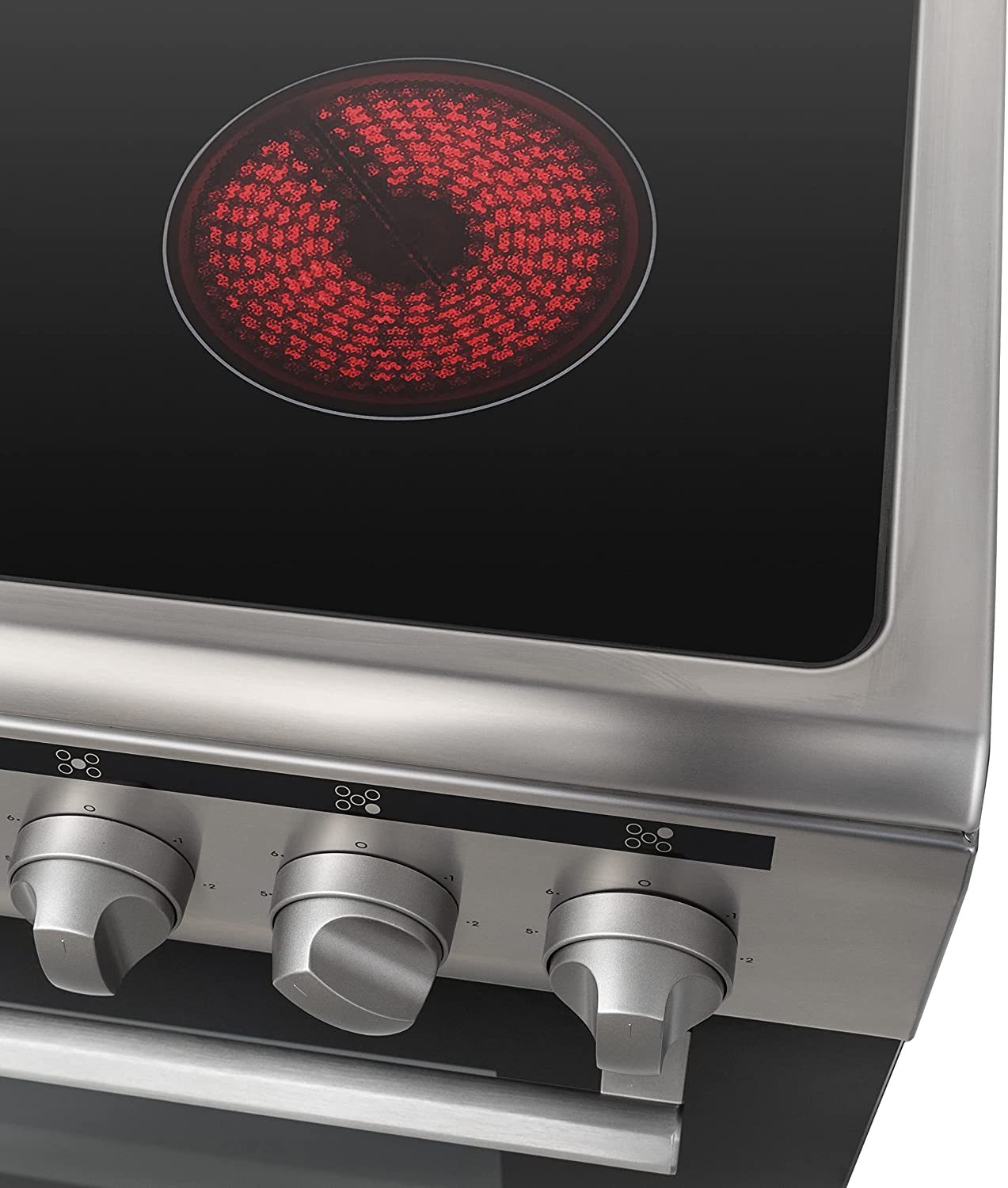 Vestel Ceramic Cooker 5 Burners Cooking Places, Electric Oven & Grill Silver Size (90 x 60) cm – F96MV05X