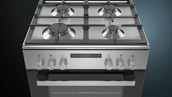 Siemens 60X60 Cm 4 Gas Burners Free Standing Gas Cooker With Fan Inside Oven, Stainless Steel – HX8P3AE50M.