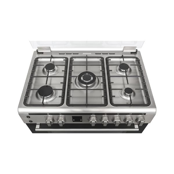 Vestel 5 Burners Gas Cooker With Gas Oven, Grill, Size (90 x 60) cm Silver – F96F51X