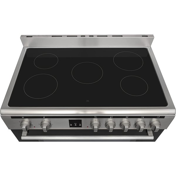 Vestel Ceramic Cooker 5 Burners Cooking Places, Electric Oven & Grill Silver Size (90 x 60) cm – F96MV05X